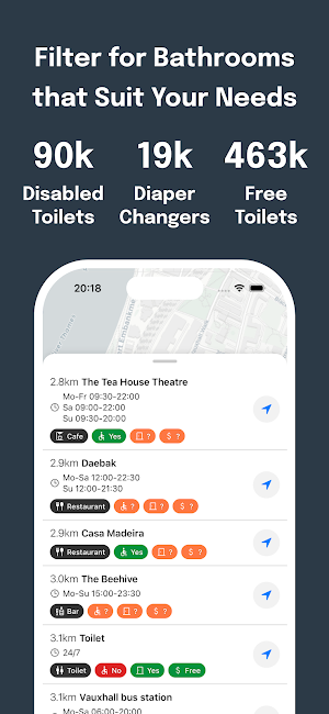 Toilet Finder & Bathroom Map Screenshot 1