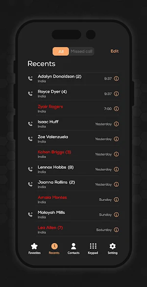 icall iphone 14 dialer screen Screenshot 1