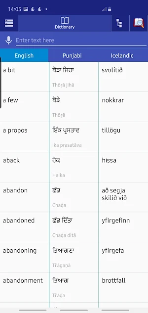 Punjabi Icelandic Dictionary Screenshot 3