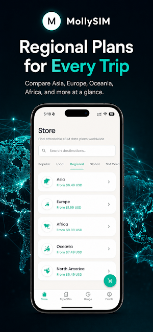MollySIM eSIM-Travel Data Plan Screenshot 1