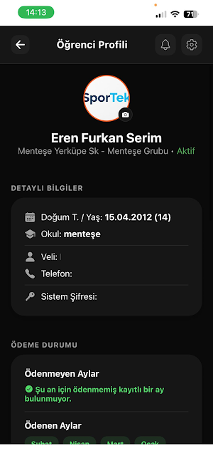 SporTek Spor Okulu Yönetim Screenshot 0
