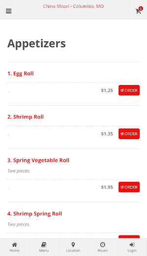 China Moon Columbia, MO Order Screenshot 1