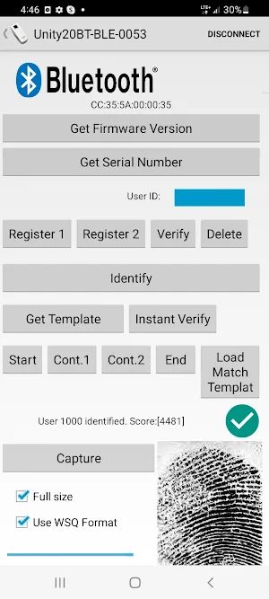 SecuGen Bluetooth Fingerprint Screenshot 2
