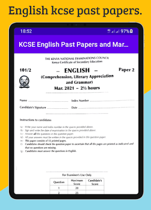 English Kcse past papers. Screenshot 0