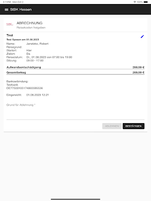 Reisekosten - StBK Hessen Screenshot 3
