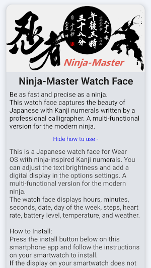 Ninja-Master Watch Face Screenshot 1