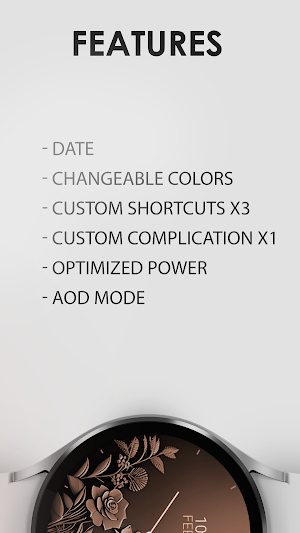 Rose Gold Flowers 3 watch face Screenshot 3