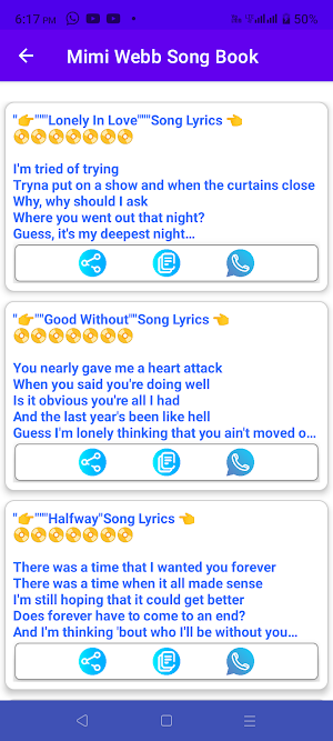 Mimi Webb Song Lyrics Book Screenshot 2