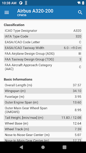 AircraftData - Technical specs Screenshot 2