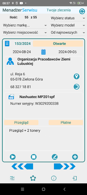 Menadżer Serwisu Mobile Screenshot 2