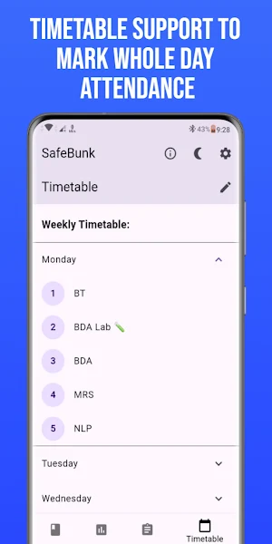 Safe Bunk - Attendance Manager Screenshot 2