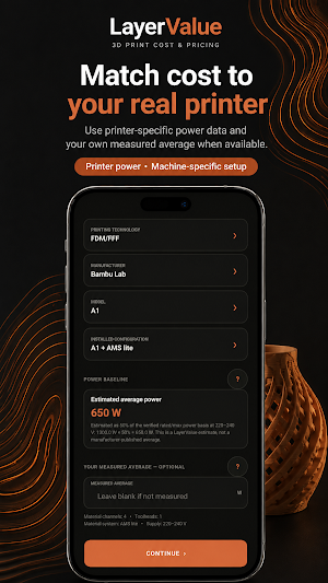 LayerValue: 3D Print Cost Screenshot 1