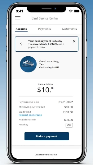 Card Service Center Screenshot 0
