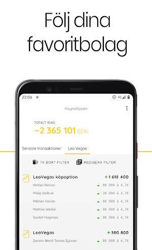 Insynsappen - Notiser vid insynshandel Screenshot 1