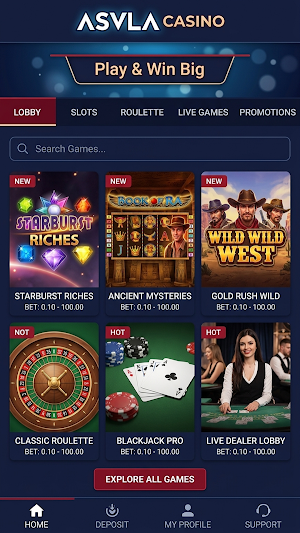Asvla casino Screenshot 0