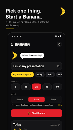 1 Banana: Focus & App Blocker Screenshot 0