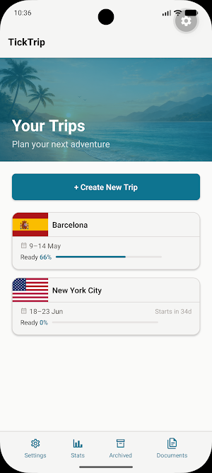 TickTrip: Travel Planner Screenshot 0