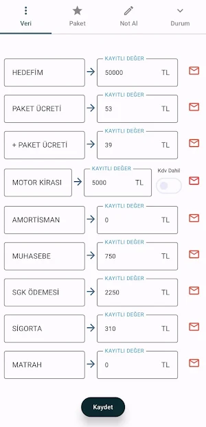Kurye Kazanç Defteri Screenshot 1