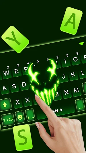Neon Green Monster Keyboard Background Screenshot 1