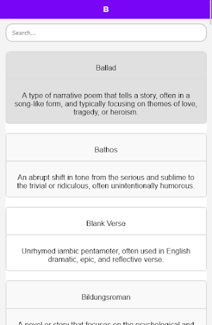 Literary Terms Dictionary Screenshot 2