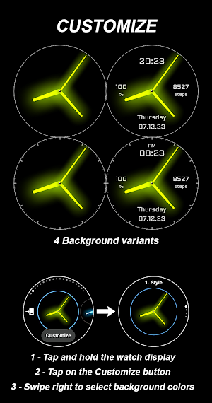 EY09 Yellow Glow Watchface Screenshot 3