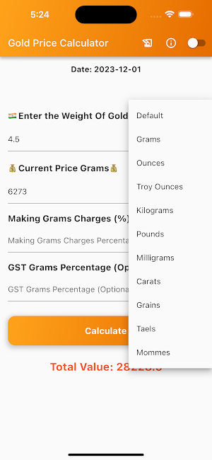 Indian Gold Price Calculator Screenshot 1