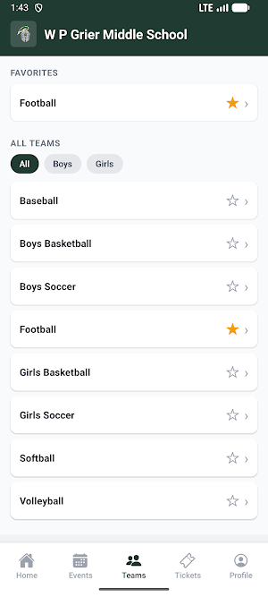 W P Grier Middle Athletics Screenshot 3