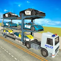 City Police Car Transporter Truck: Trailer Driving