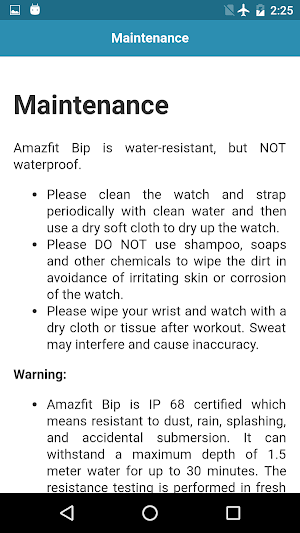 User guide for Amazfit Bip Screenshot 3
