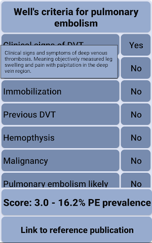 Pulmonary embolism criteria Screenshot 1