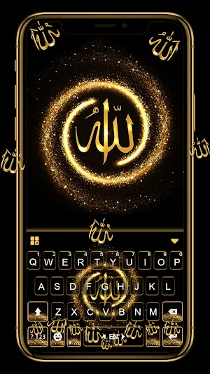 Gold Allah Gravity Keyboard Background Screenshot 0