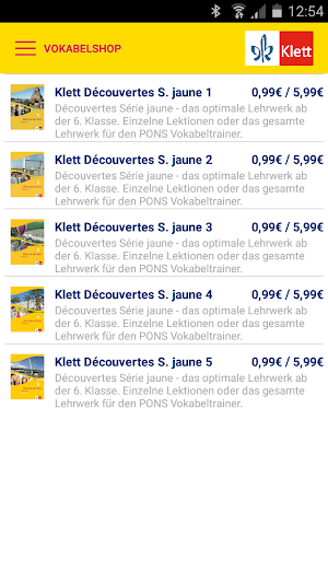 Découvertes Vokabeltrainer Screenshot 1