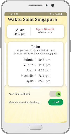 Waktu Solat Singapore Screenshot 1