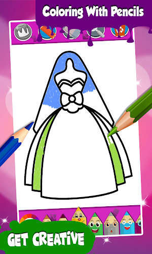 Dresses Coloring Pages ( Glitter Game For Girls ) Screenshot 1