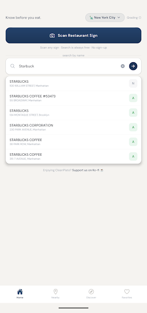 CleanPlate: Restaurant Grades Screenshot 1