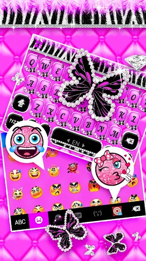 Luxury Butterfly Zebra Keyboard Theme Screenshot 3