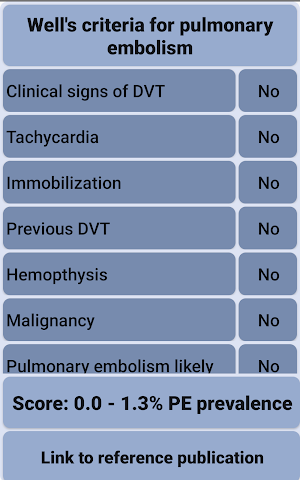 Pulmonary embolism criteria Screenshot 0
