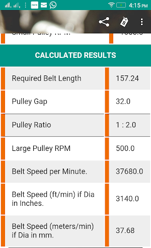 Pulley Calculator Screenshot 2