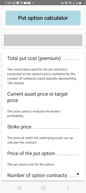 Option Calculator Screenshot 3