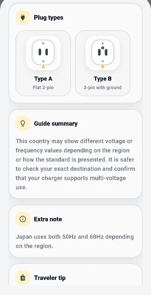Travel Voltage Plug Guide Screenshot 3