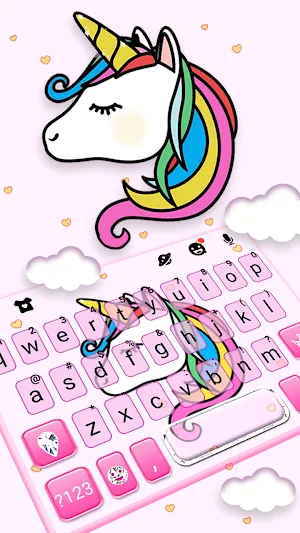 Pink Rainbow Unicorn Keyboard Background Screenshot 0