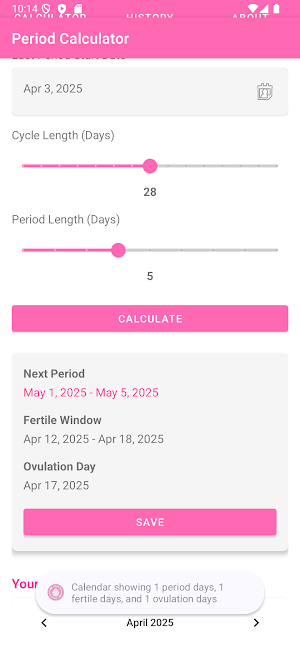 Period Calculator Screenshot 2