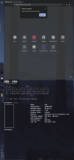 MoreSpace: Linux Display Screenshot 1