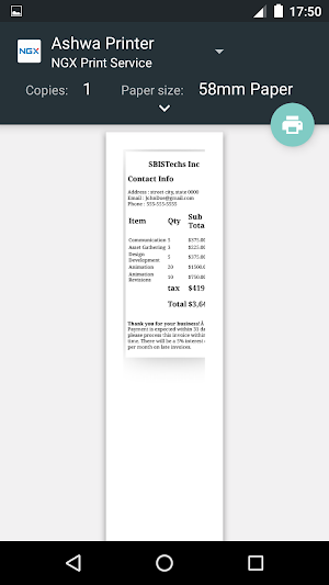 NGX Ashwa Printer Service Screenshot 1