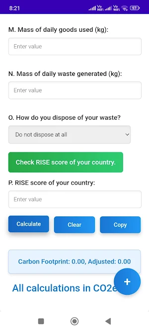 Carbon Footprint Calculator Screenshot 2