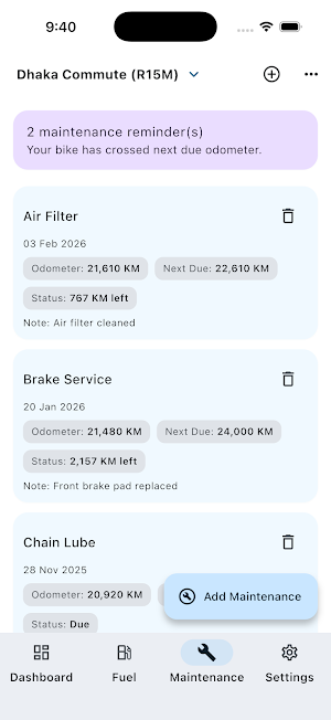 Moto Mileage – Fuel Tracker Screenshot 3