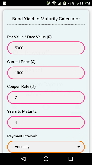 Bond Yield to Maturity Calculator Screenshot 0