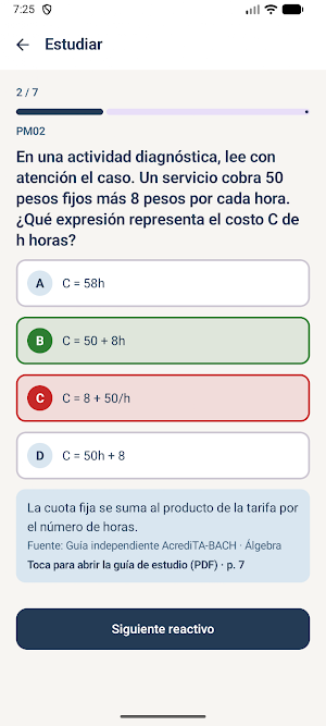 Simulador AcrediTA-BACH Examen Screenshot 1