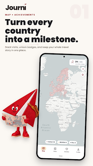 Journi: Visited Countries Map Screenshot 0