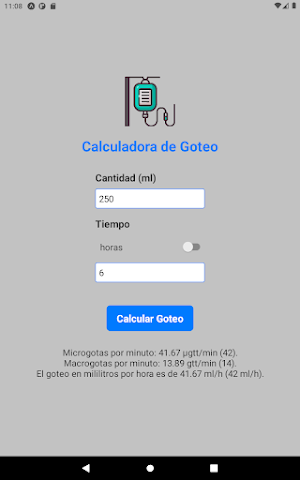 Calculadora de goteo Screenshot 2